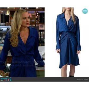 NWT Zadig & Voltaire Rozo Twist Front Satin Dress Blue XS Classic Party Summer